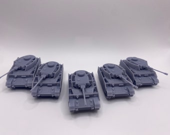 5x Panzer IV German Medium Tanks - 3D Resin Printed, 15mm Scale