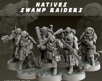 7x Native Swamp Raider Squad - Interstellar Civil War - 3D Resin Printed, 35mm Scale