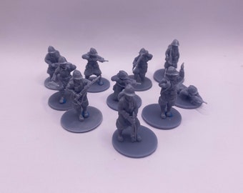 10x Belgian Army Rifle Squad - World War 2 - 3D Resin Printed, 28mm Scale