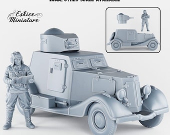 Soviet BA-20 Armored Car - 3D Resin Printed, 28mm Scale