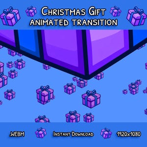 Animated Stream Transition | Christmas Stinger Transition | Xmas Gift Box Animation | Instant Digital Download