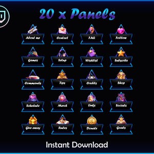 Twitch Panels Paket | Blaue Strömtafeln | Ästhetische Twitch Panels
