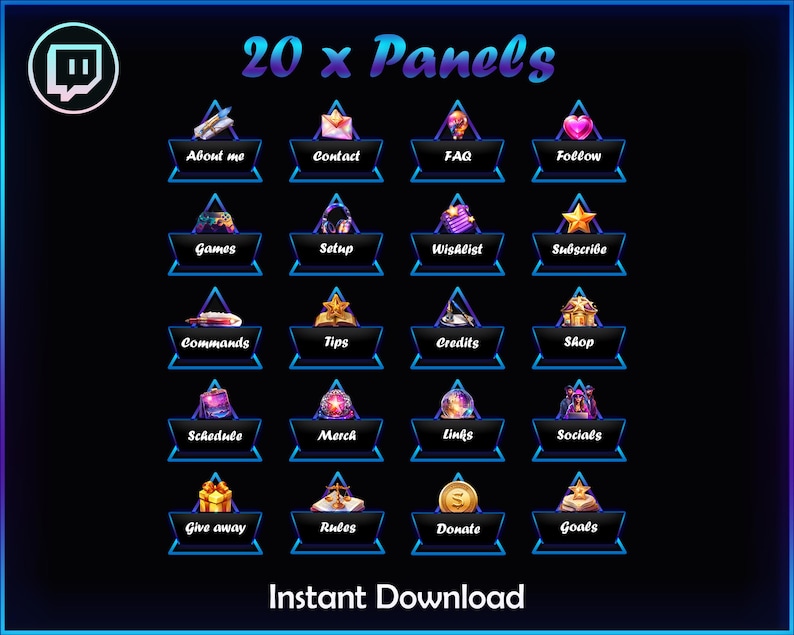 Twitch Panels Pack | Blue Streaming Panels | Aesthetic Twitch Panels - Etsy