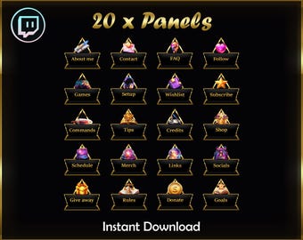 Twitch Panels Pack | Streaming Panels | Gold Aesthetic Twitch Panels