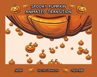 Animated Stream Transition | Spooky Pumpkin Halloween Stinger Transition | Instant Digital Download