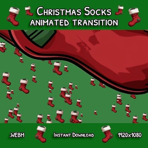 Animated Stream Transition | Christmas Stinger Transition | Xmas Socks | Instant Digital Download