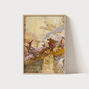 Baroque Ceiling Art Print – Classic Fresco Wall Decor, Rococo Style Architecture Poster, Antique Interior Art Download 300 DPI