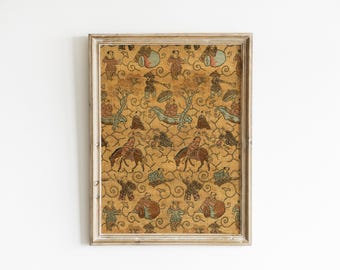 Ming Dynasty Textile Art Print: Vintage Chinese Silk Pattern (Digital Download)