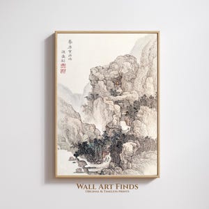 Alte chinesische Berglandschaft – traditionell asiatisches Wandbild | Digitaler Download | Serene Zen-Malerei | 300 DPI