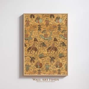Ming Dynasty Textile Art Print: Vintage Chinese Silk Pattern (Digital Download)