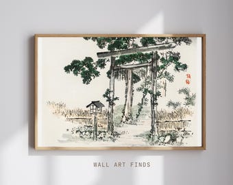 Kōno Bairei Torii Gate Print – Japanese Sumi-e Shrine Path | Traditional Spiritual Landscape Art | Vintage Zen Decor | Digital Download