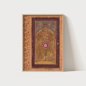 Traditional Mughal Floral Art Print | Vintage Botanical Poster | Oriental Digital Download | 300 DPI