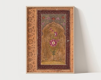 Traditionelle Mughal Blumen Kunstdruck | Poster mit Pflanzenmotiv | orientalischen Digital Download | 300 DPI