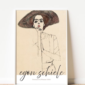 Egon Schiele Woman Portrait Print: Vintage Expressionist Line Art (Digital Download)