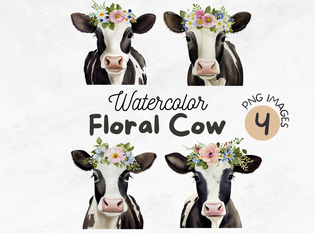 Cute Floral Cow PNG Cow Png Cow Clipart Farm Clipart Animals Png ...