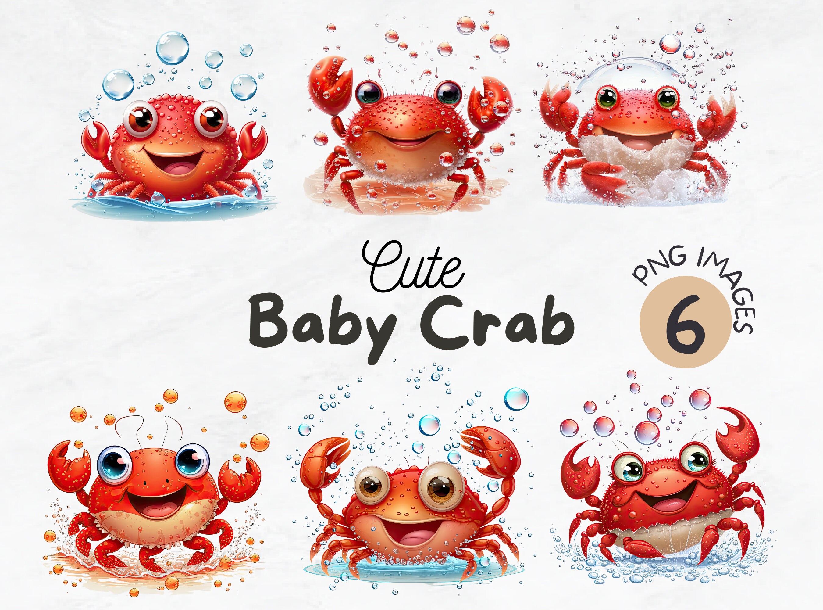 Cute Baby Crab PNG Crab Clipart Cute Crab Ocean Animals Clipart Kids