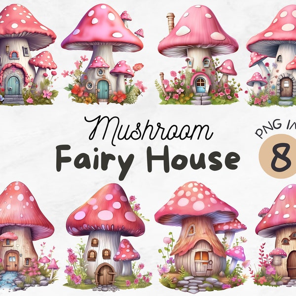 Pink Mushroom House PNG | Fairy House Clipart | Fantasy House png | Mushroom House | Kids png | Sublimation Design | Digital Design