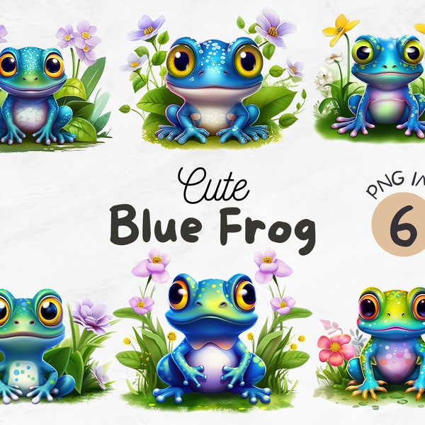 Cute Blue Frog PNG | Frog Clipart | Forest Animals Frog png | Frog Sublimation | Sublimation Design | Digital Design Download