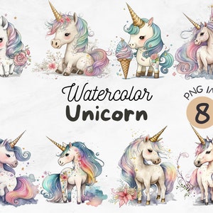 Watercolor Unicorn PNG | Unicorn Clipart | Unicorn Designs | Kids png | Baby Shower | Kids Clipart | Sublimation Design | Digital Design