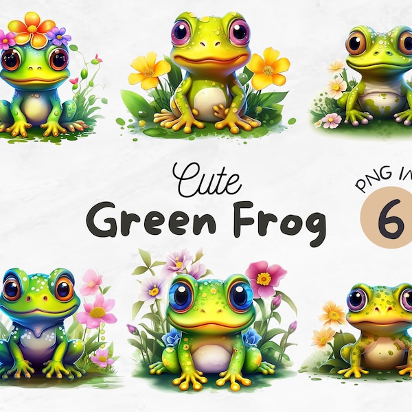 Cute Green Frog PNG | Frog Clipart | Forest Animals Frog png | Frog Sublimation | Sublimation Design | Digital Design Download