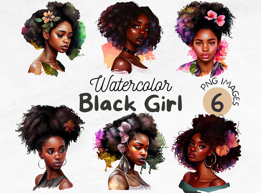 Buy Watercolor Black Girl PNG Black Girl Clipart Black Girl Sublimation ...