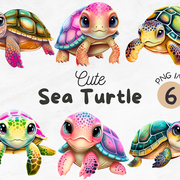 Cute Sea Turtle PNG | Cute Sea Turtle Clipart | Turtle png | Ocean Animals png | Kids png | Sublimation Design | Digital Design