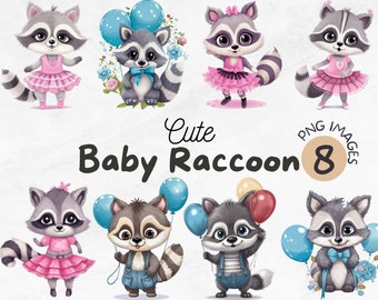 Cute Baby Raccoon PNG | Raccoon Clipart | Raccoon Art | Kids Clipart | Baby Raccoon | Sublimation Design | Digital Design Download