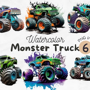 Watercolor Monster Truck PNG | Monster Truck Clipart | Monster Truck Sublimation Design | Extreme Vehicle | Digital Design Download