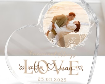 Personalized Wedding Acrylic Heart with Photo