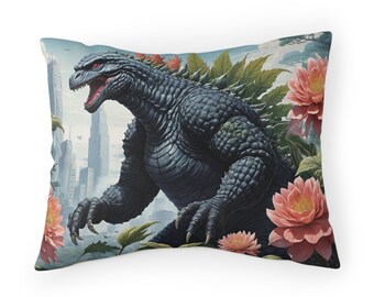 Godzilla vintage Japanese art pillow case, Godzilla Pillow Sham, Godzilla figure decor, Godzilla pillow case