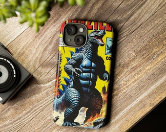 Vintage Comic Art phone case, gift for Godzilla lovers, Tough Cases