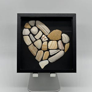 Wampum Shell Art: Hatteras Island Heart, Shadow Box Display