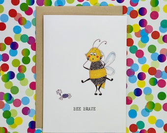 Cute Bee Cards, Bumblebee greetings cards, Bee Brave, Bee Fabulous, Bee Zen, Bee Fearless and Bee Silly