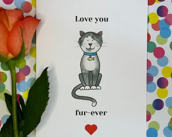 Cute Cat Card | Cat Valentine Card | Cat Anniversary Card | Cat Wedding Card | I Love You Card | Funny Cat Card | Love You Forever
