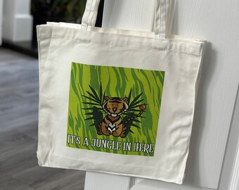 Tiger Tote Bag | Tiger Bag | Jungle Tote Bag | Safari Tote Bag | Nappy Bag | Cute Cotton Tote Bag | Big Tote Bag