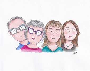 Unique Family Portrait | Personalised Illustration | Cute Watercolour Portrait | Character Portrait | Cute Family Portrait | Unique Gift