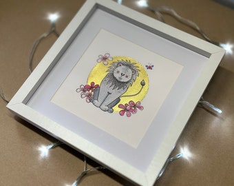 Lion Art work ideal for nursery, bedrooms, christenings, and baby showers