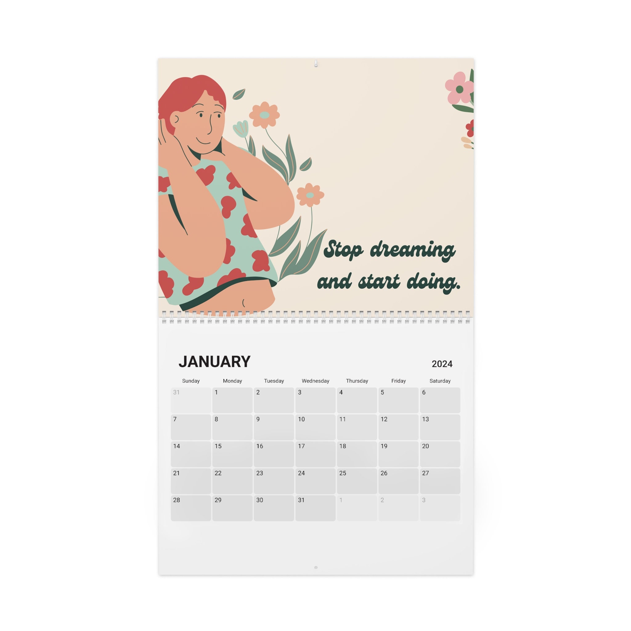 Floral Selflove Affirmation Calendar (2024), Selflove Calendar, 2024