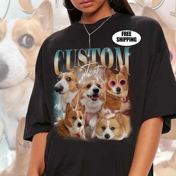 Custom Retro Dog Bootleg Shirt, Dog Bootleg Retro 90's Tee, Custom Pet Photo, Custom Pet Portrait, Dog Owner Gift, Pet Lovers Gift,y2k,