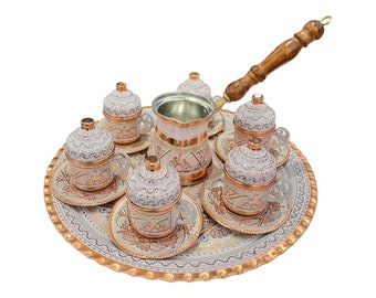 Copper Turkish Coffee Set,Handmade Coffee Set, Christmas Gift, Mother’s Day, Housewarming