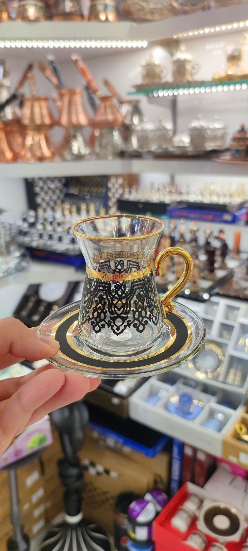 Turkish Tea Set Turkish Tea Cups&coffee Set Handmade Tea Glasses 18 Pcs