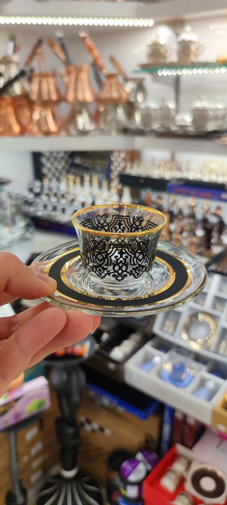 Turkish Tea Set Turkish Tea Cups&coffee Set Handmade Tea Glasses 18 Pcs