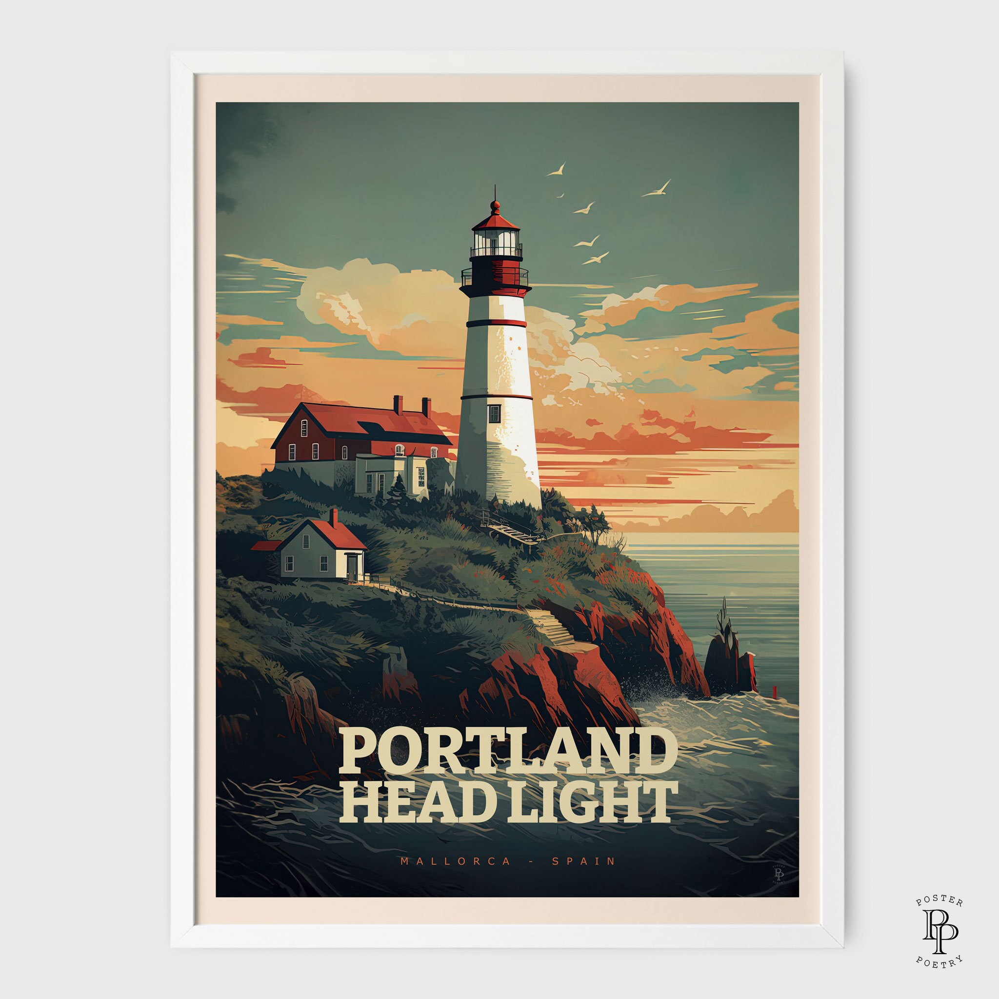 Portland Head Light Lighthouse Art Print, Coastal Wall Decor - Etsy
