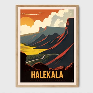 Haleakalā National Park Trendy Poster Print Art Us National Park Travel - Nature Landscape - Mountain Hiking Gift
