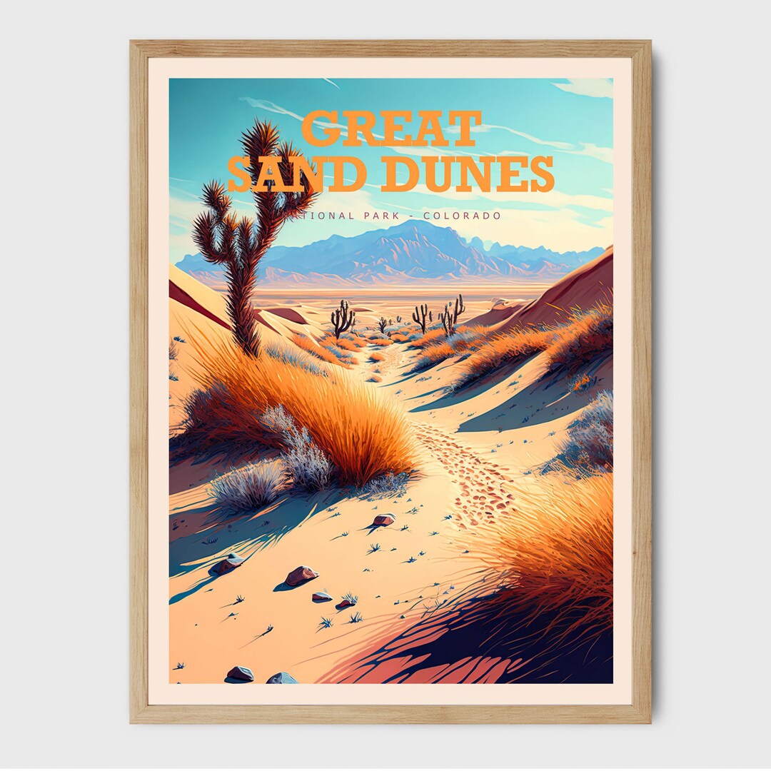 Sand Dunes National Park Colorado Travel Poster – Vintage Desert ...