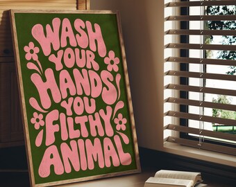 Going Away Gift Wash Your Hands Filthy Animal Funny Bathroom Art