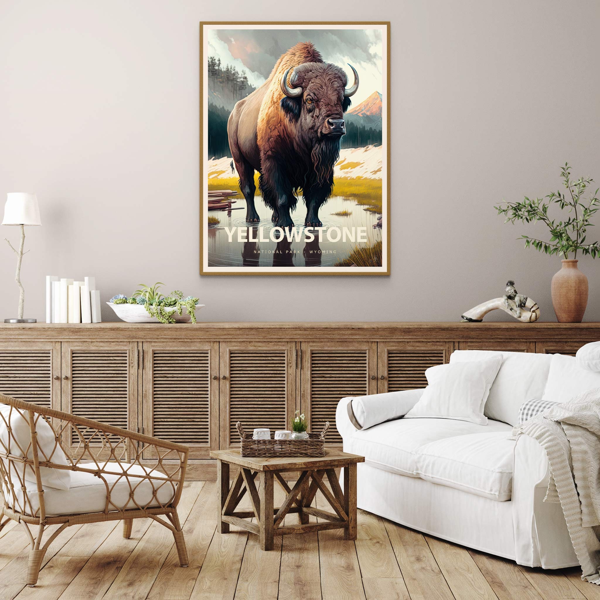 Yellowstone Vintage National Park Poster Print Art Decorative Poster