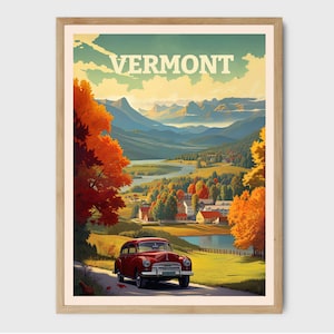 Vermont Living Room Wall Art, Vintage Retro Poster, Travel Print, Home Decor, Decorative Poster, Modern Wall Art