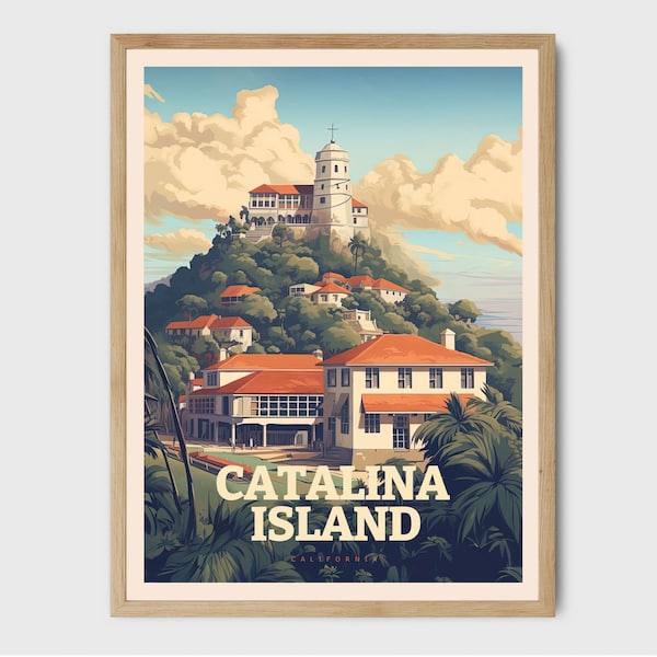 Catalina Island California Retro Print Travel Poster Art Print Travel Poster Wall Art City Ilustración Regalo para