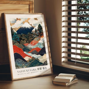 Yayoi Kusama Mount Fuji Print, Japanese Mountain Landscape Poster, Colorful Modern Art for Living Room, Bedroom or Office,